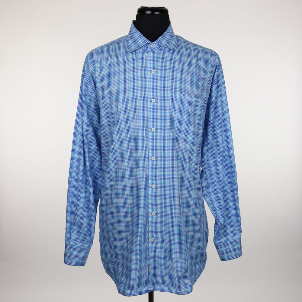 Peter Millar L/S Dress Shirt 2XL XXL Blue Checks